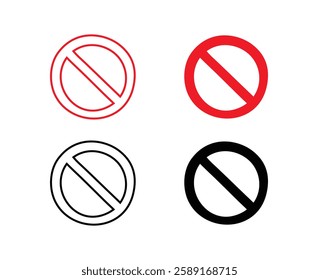 Doodle prohibition signs Set hand drawn style. Flat drawing isolated prohibition sign icons, red and black signs collection. Crossed out circles. Vector illustration