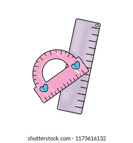 doodle protactor and ruler school utensils style