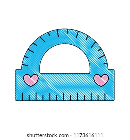 doodle protactor school utensil with hearts style