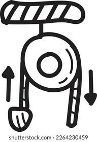 doodle pulley icon outline vector