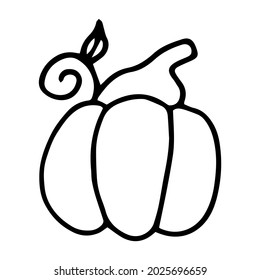 Doodle pumpkin, coloring book, halloween concept.