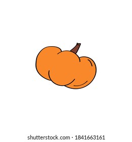 Doodle pumpkin icon. Hand drawn vector illustration