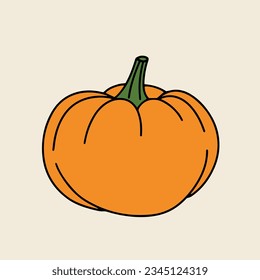 Doodle pumpkin isolated on background. Harvest symbol pumpkin. Vector illustraiton.