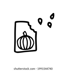 Doodle pumpkin seeds stock vector illustration. Simple pumpkin seeds isolated on white background. For coloring, decoration.