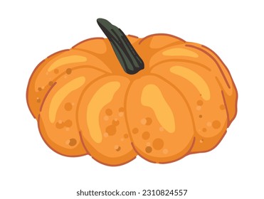 Doodle of pumpkin vegetable. Vector illustration in cartoon style. Autumn season harvest clipart isolated on white background.