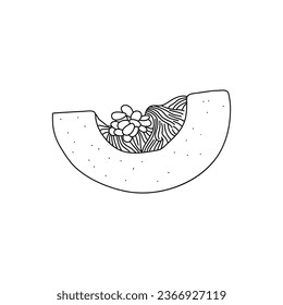 Icono de calabazas Doodle.  Imagen dibujada a mano de tomate en forma de caricatura isoteada sobre fondo blanco