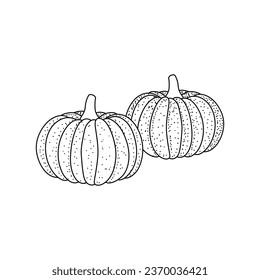 Doodle pumpkins icon.  Tomato hand drawn picture in cartoon style isotated on white background