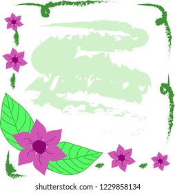 Doodle Purple flower frame simple style
