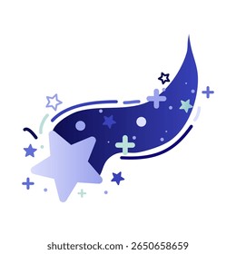 Doodle Purple Shooting Star With Sparkling Star 