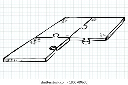 	Doodle de puzzles en el fondo del papel, ilustración vectorial.