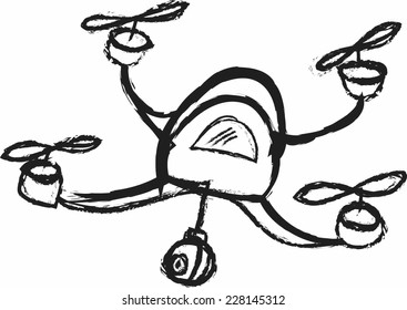 doodle Quadrocopter with camera, vector