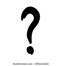 Doodle question mark. Black and white icon. Vector illustration.