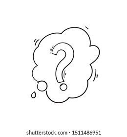 doodle Question Mark in Bubble Icon design template handdrawn style