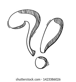 doodle question mark and exclamation point handdrawn style