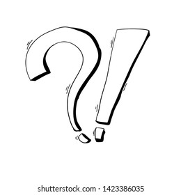 doodle question mark and exclamation point handdrawn style