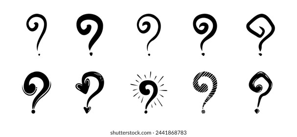 Doodle Signo de interrogación, signo y símbolo para elementos de diseño, presentación o sitio web.