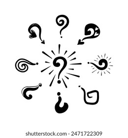 Doodle Fragezeichen, Zeichen und Symbol für Design, Präsentation oder Website Elemente.