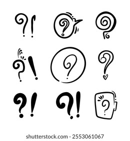 Doodle signo de interrogación, signo y símbolo para Elementos de diseño, presentación o Sitio web.