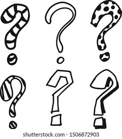 doodle questions marks set, vector