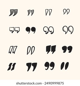 doodle quotation mark vector With illustration style doodle and line art