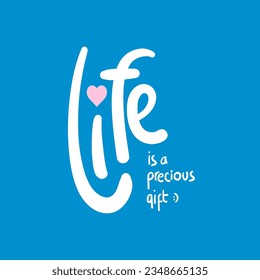 doodle de cita texto sobre la vida para celebrar eventos de conciencia como el día de la prevención del suicidio, o la salud mental, vector