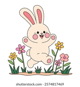 Doodle rabbit coloring pages for kids. Trace and color cute rabbit. Rabbit animal flashcard. Cute rabbit easter isolated on white background. Kindergarten and preschool worksheets for kids printable. 