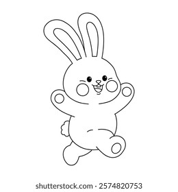 Doodle rabbit coloring pages for kids. Trace and color cute rabbit. Rabbit animal flashcard. Cute rabbit easter isolated on white background. Kindergarten and preschool worksheets for kids printable. 