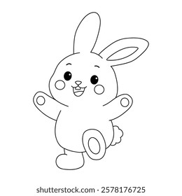 Doodle rabbit coloring pages for kids. Trace and color cute rabbit. Rabbit animal flashcard. Cute rabbit easter isolated on white background. Kindergarten and preschool worksheets for kids printable. 