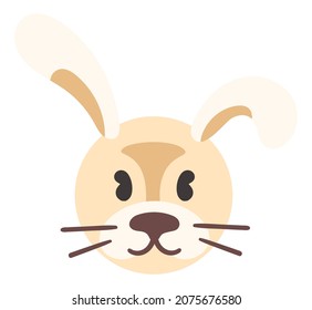 Doodle rabbit face. Forest hare, gfaphic vector illustration isolated on white background