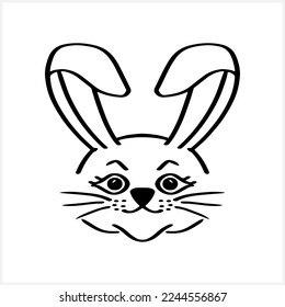 Doodle rabbit icon Easter line art Hare for design Vector stock illustration EPS 10