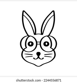 Doodle rabbit icon Easter line art Hare for design Vector stock illustration EPS 10