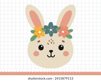 Doodle rabbit. Little bunny in cartoon style. Vector illustration.