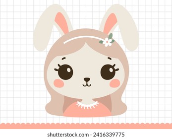 Doodle rabbit. Little bunny in cartoon style. Vector illustration.