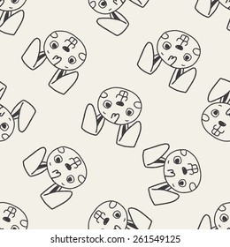 Doodle Rabbit seamless pattern background