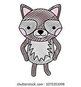 doodle raccoon cute wild animal character