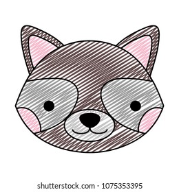 doodle raccoon head cute wild animal
