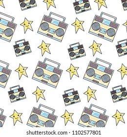 doodle radio object technology with star character background