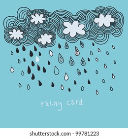 Doodle rain background. Cartoon spring wallpaper