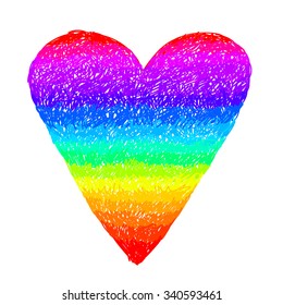 doodle rainbow heart shape illustration