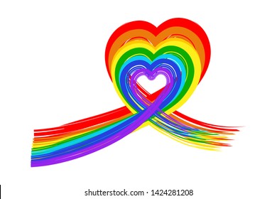 Doodle rainbow heart. Vector design element.