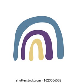 Doodle rainbow symbol isolated on white background.  Simple cartoon design. Scandinavian  kids print. Modern vector illustration.