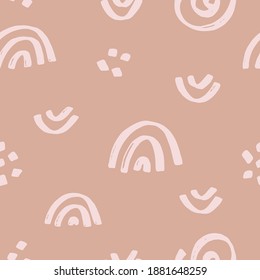 Doodle rainbow vector hand drawn seamless pattern.  Abstract background