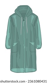 Doodle of raincoat. Cartoon clipart of rainy weather accessory. Contemporary vector illustration isolated on white background.