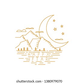 doodle ramadan kareem and happy iftar for muslim event, background or greeting card