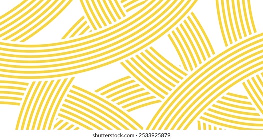 Doodle Anuncio ramen. Fondo de patrón de ramen asiático amarillo. Patrón Horizontal abstracto de la onda. Ilustración vectorial