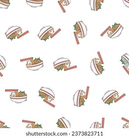 Doodle ramen seamless pattern. Suitable for backgrounds, wallpapers, fabrics, textiles, wrapping papers, printed materials, and many more.