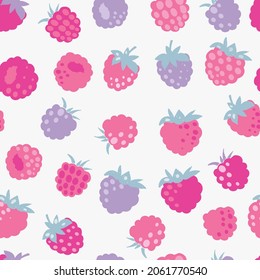 Doodle raspberries and blackberries. Vector seamless pattern. Hand drawn illustrations.