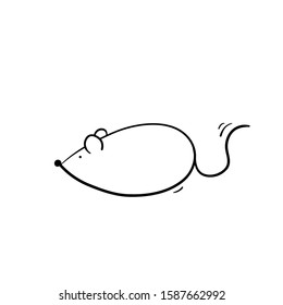 doodle rat illustration with hand drawn style vector isolated on white