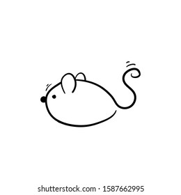 doodle rat illustration with hand drawn style vector isolated on white