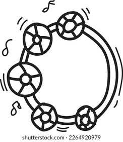 doodle rattle baby toy  icon outline vector